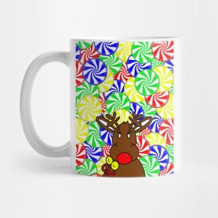 CHRISTMAS Candy Red Nose Reindeer Xmas Mug